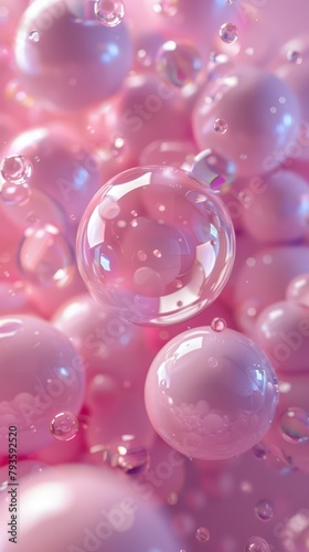 Bubbles on a pink background. 3d rendering