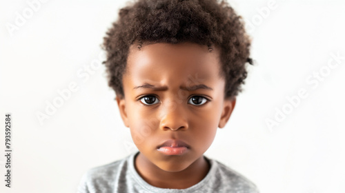 Angry African-American boy pouting