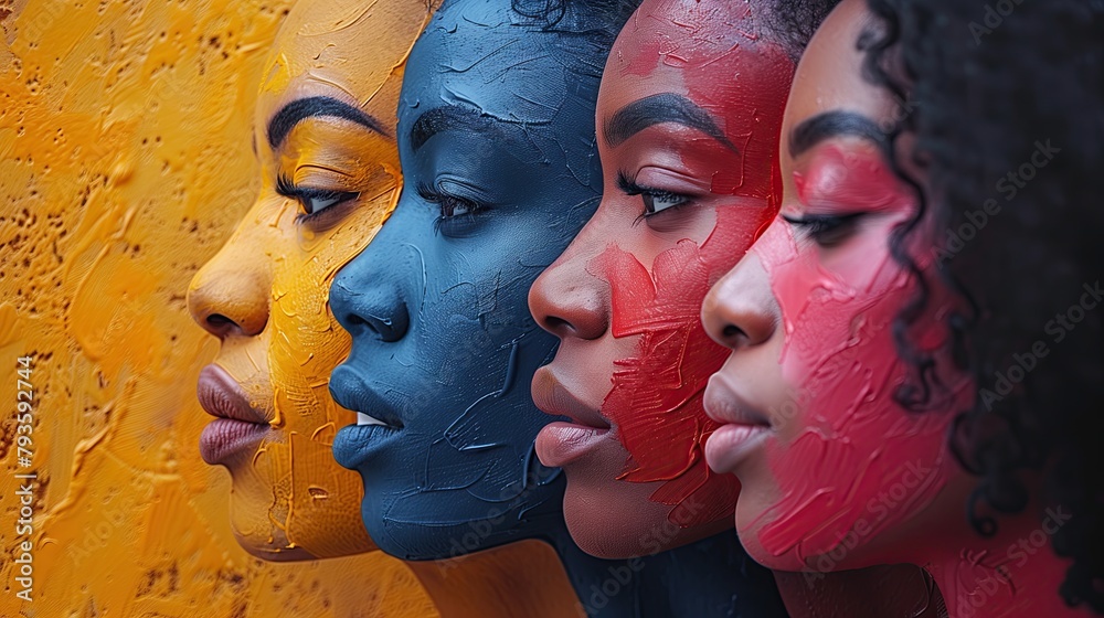 Obraz premium Girl decorating her face with paint