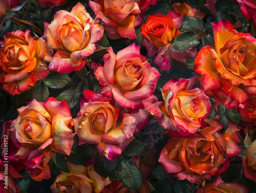 A group of competitive roses  vying for the attention of a visiting artist  unfurled their petals in a vibrant display of color  their fragrance a silent plea to be immortalized on canvas
