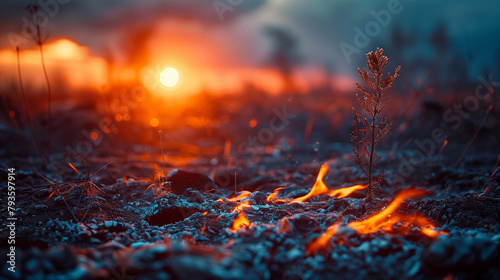 Air is thick with the acrid scent of burning vegetation, a grim reminder of the planet's plight photo