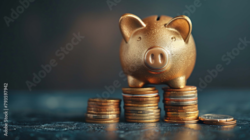 Perched upon a heap of currency, the piggy bank stands as a testament to the value of prudent financial planning