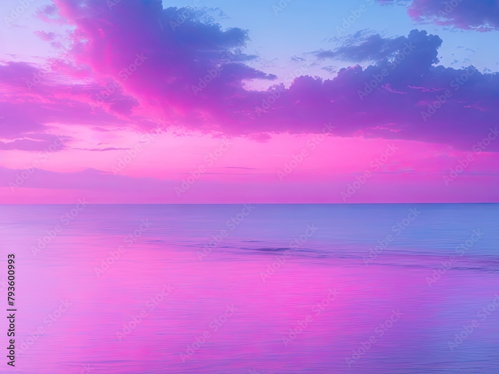 The natural beauty of the pink sky and blue sea