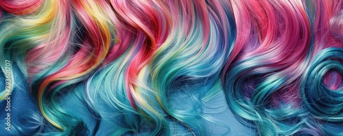 Abstract colorful hair waves pattern background. banner
