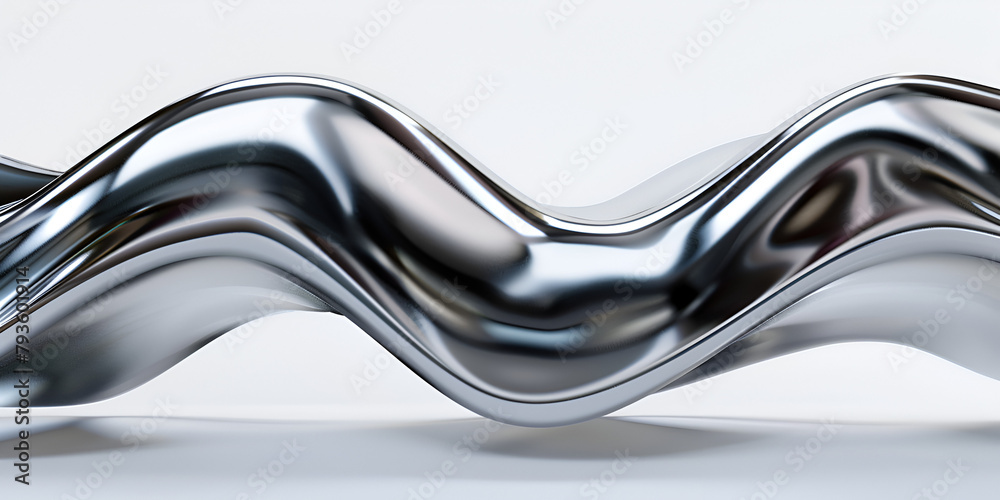 Abstract silver gradient background Flow chrome liquid metal waves ...
