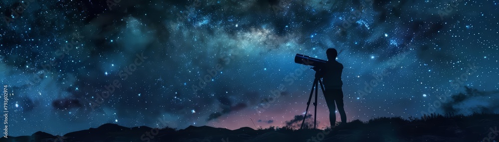 Fototapeta premium Stargazers used holographic telescopes that projected constellations and distant galaxies onto the night sky, bringing the wonders of the cosmos into sharper focus