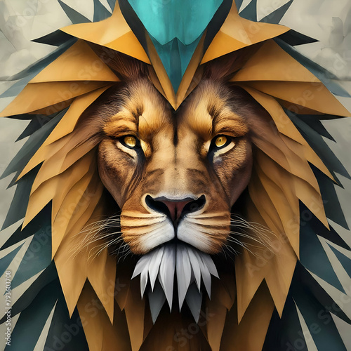 Abstract Lion: Essence of Majesty. Generative AI