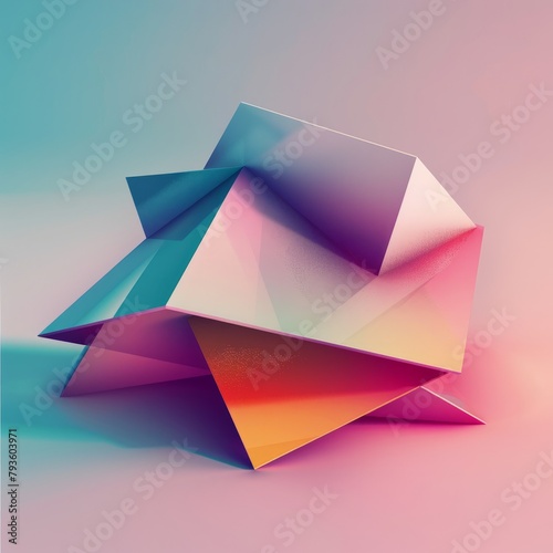 A colorful paper sculpture with a triangular shape