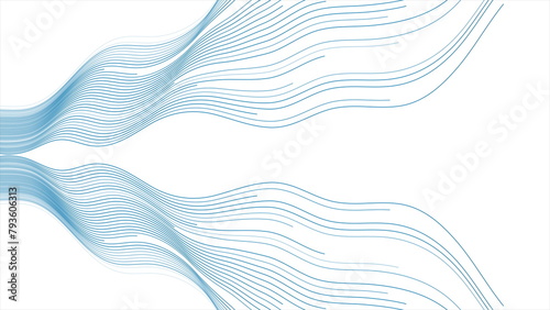 Blue minimal wavy lines abstract futuristic tech background