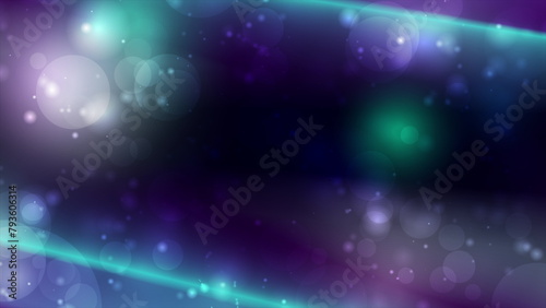 Blue purple neon lines and shiny bokeh abstract background