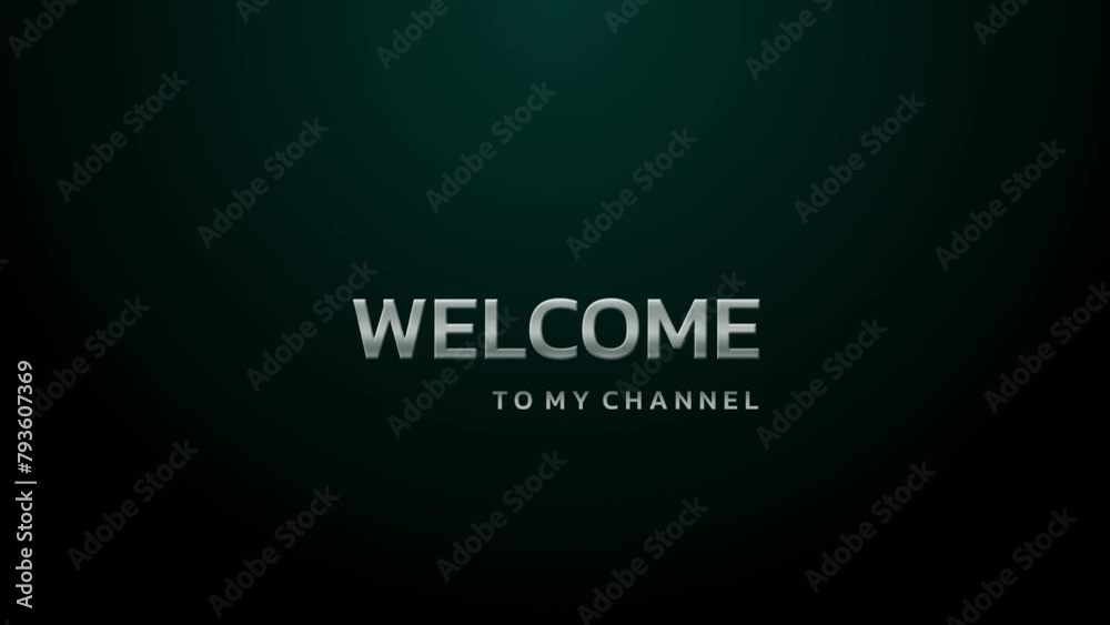 WELCOME TO MY CHANNEL glowing light wipes the effect on text. and Smooth animated typography appeared in slow motion with a black background and YouTube end video animation. 