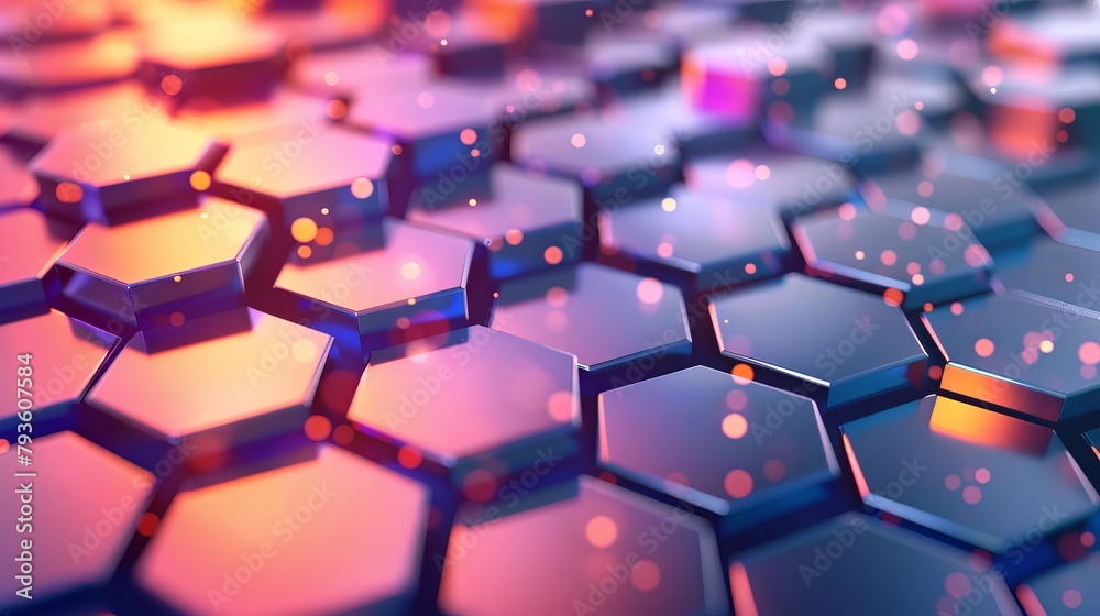Vibrant Hexagonal Abstract: Futuristic Skin Care Solution - 3D Render Vibrant Hexagonal Abstract: Futuristic Skin Care Solution - 3D Render