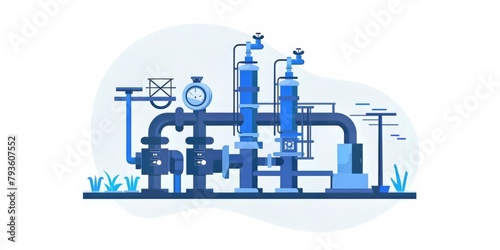 Conceptual Illustration of a Water Filtration Plant Highlighting the Importance of Water Treatment, Generative AI