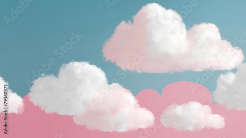핑크색 배경의 파란하늘과 구름