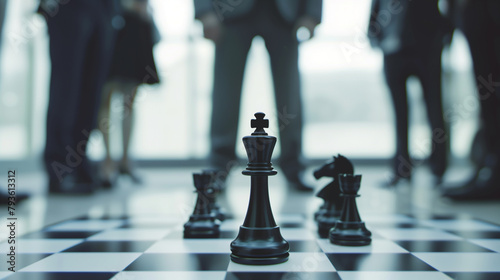 Business Decisions and Strategic Moves Highlighted on a Chessboard