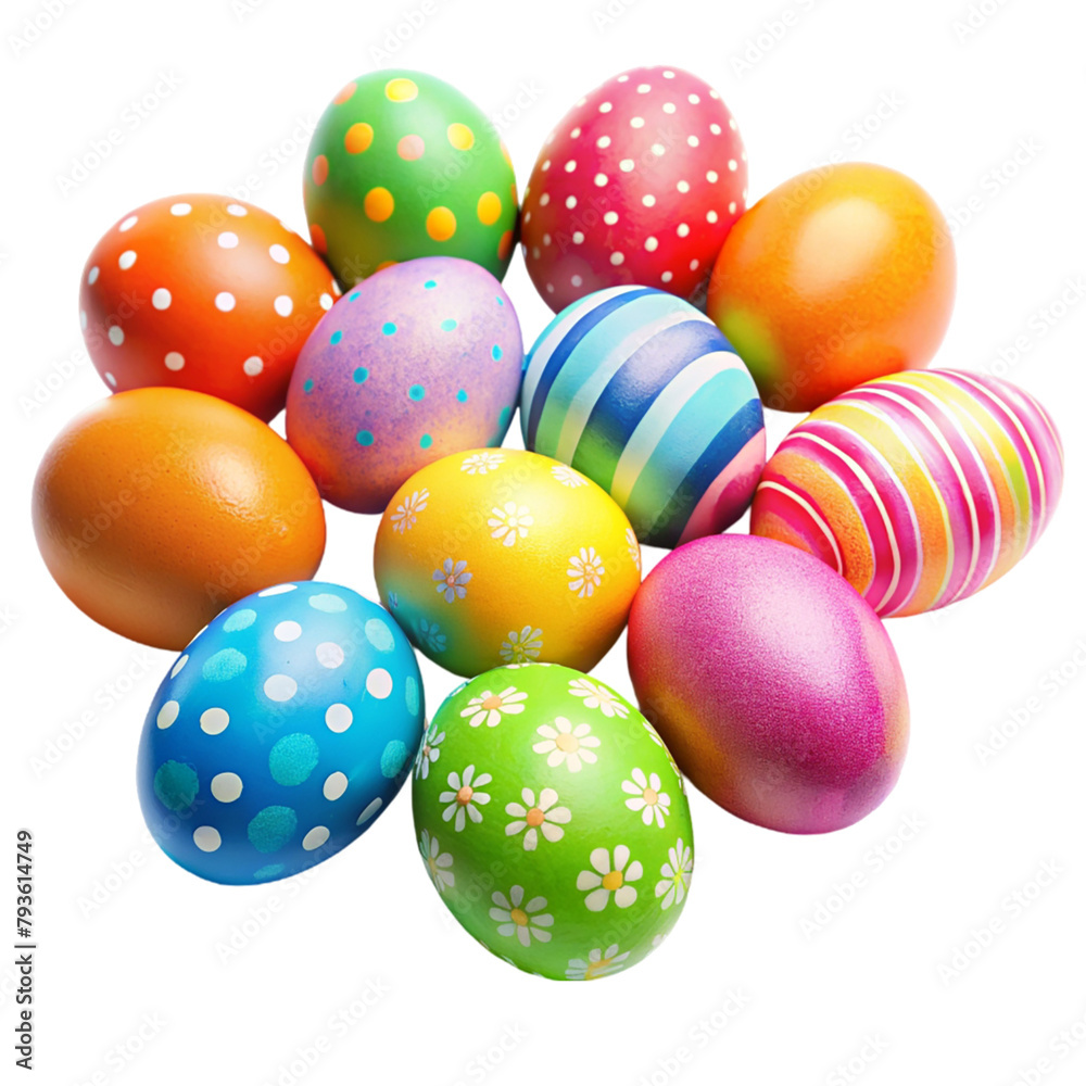 Colorful Easter Eggs Candy Isolated On Transparent Background