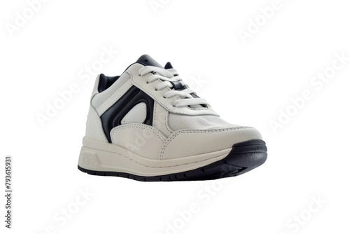 White and Black Shoe With Black Sole