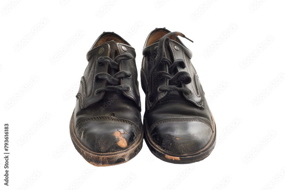 Worn Out Black Shoes With Holes