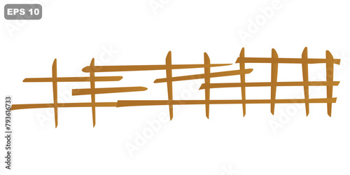 Pagar kayu or wooden fence vector  Concept. vector garden wooden fence. Garden or farm palisade.
