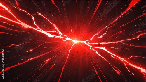abstract red lightning sparks effects anime cartoon style background from Generative AI