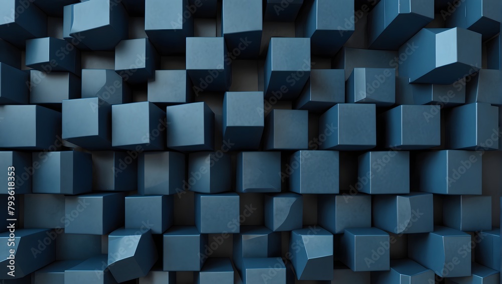 3D-rendered abstract design featuring blue geometric shapes as a background Generative AI 3D-rendered abstract design featuring blue geometric shapes as a background Generative AI