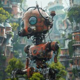Craft a surrealist robotic masterpiece featuring unexpected angles, integrating intricate mechanisms, and dreamlike landscapes with a digital, photorealistic touch