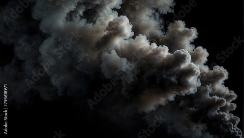 Black background with billowing smoke Generative AI