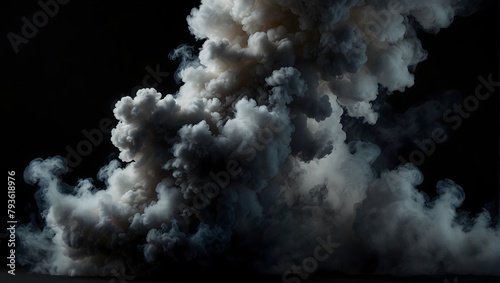 Black background with billowing smoke Generative AI