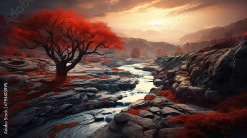 Mesmerizing landscape composition, a fusion of natural elements and creativity
