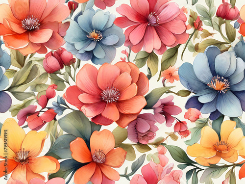 Watercolor illustration of colorful flowers