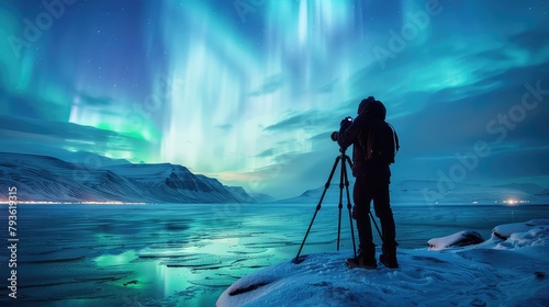 A photographer capturing the wonder of a natural phenomenon like a rainbow or aurora borealis. 