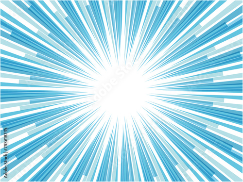 ポップでデジタルなイメージの集中線背景素材_ライトブルー