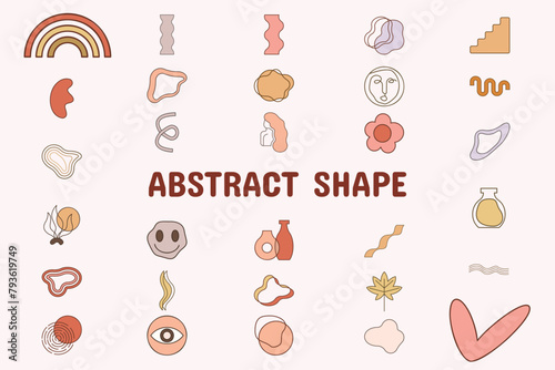 Abstract Shape Lineal Color Vector Illustration Icon Sticker Set Design Materials