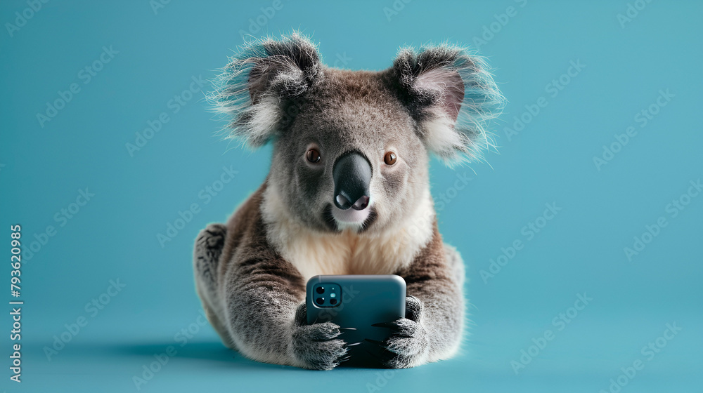 koala using mobile phone,generative ai koala using mobile phone,generative ai