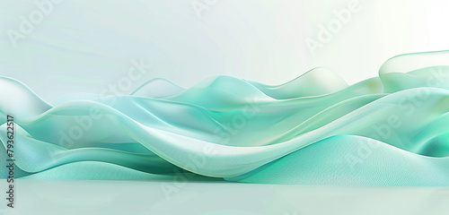 Contemporary 3D background with tranquil mint and aqua waves.