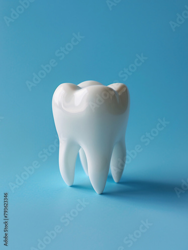 3D white healthy teeth solid color background 