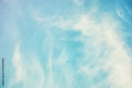 High clouds in the summer sky. Sky background. Meteorological observations of the sky.