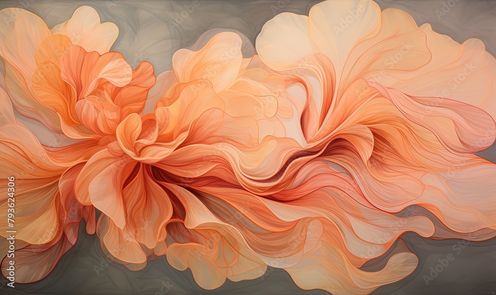 A vibrant painting with amber and orange tints and shades, depicting smoke against a close-up background. A vibrant painting with amber and orange tints and shades, depicting smoke against a close-up background.