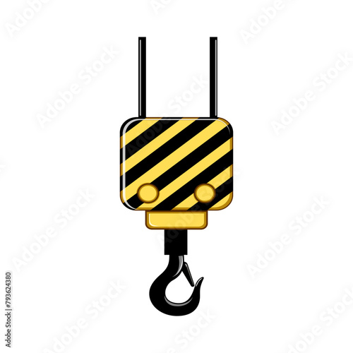 construction crane hook cartoon. industrial safety, load hoist, rigging steel construction crane hook sign. isolated symbol vector illustration