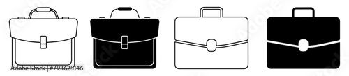 Briefcase icon collection. Different brifecase set. Vector photo