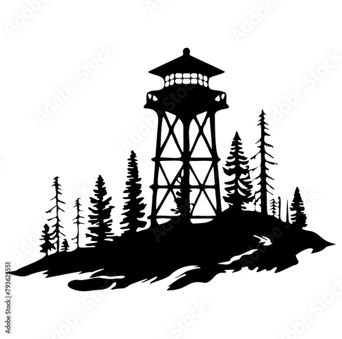 Fire Lookout Tower, Forest Watch tower for Security vector illustration