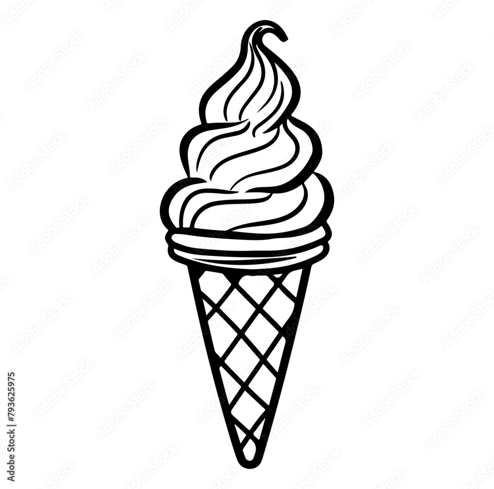 Soft ice cream cones vector silhouettes