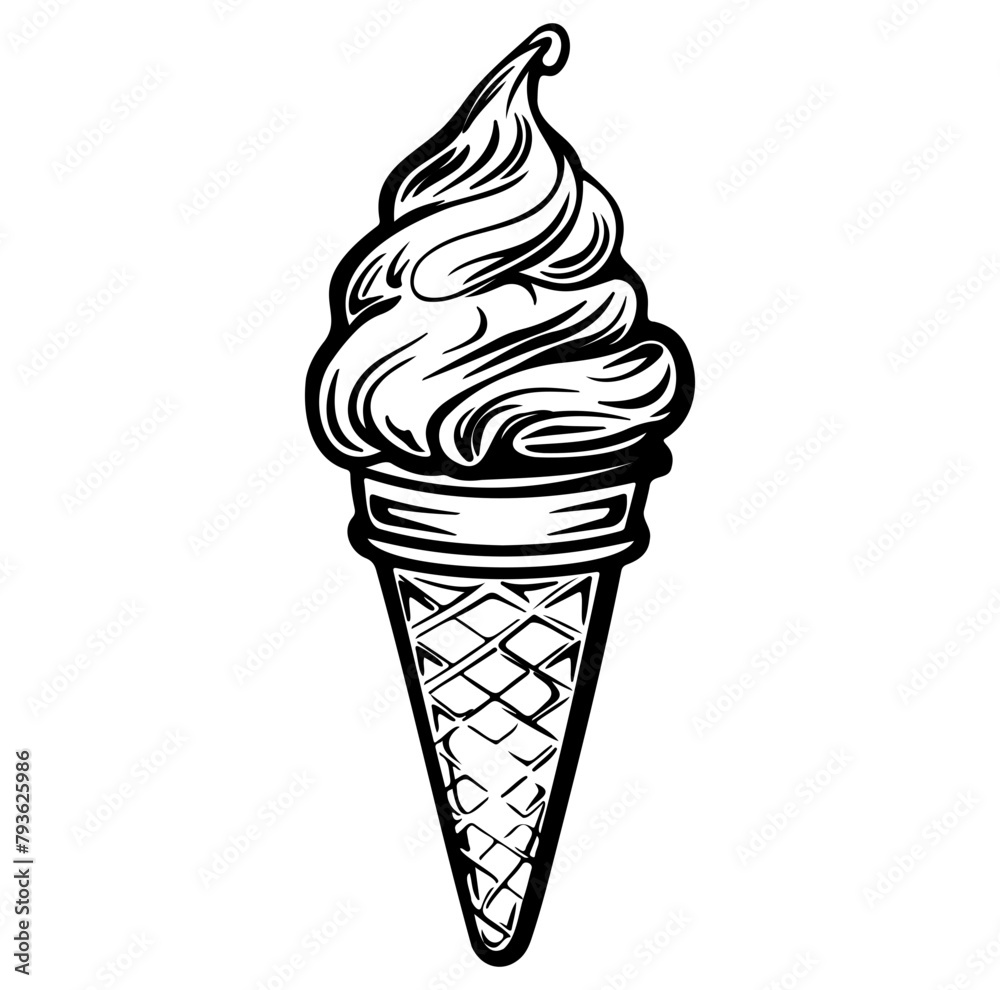 Soft ice cream cones vector silhouettes Soft ice cream cones vector silhouettes