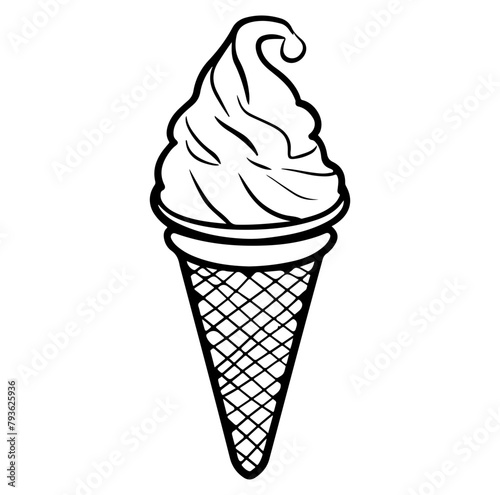 Soft ice cream cones vector silhouettes