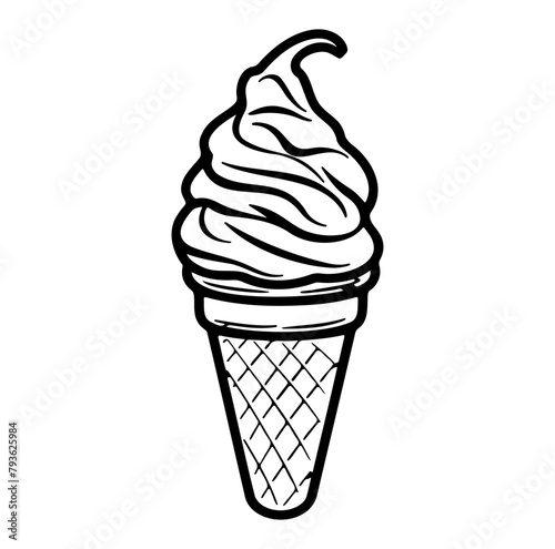 Soft ice cream cones vector silhouettes