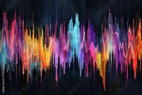 Creative interpretation of sound wave patterns in a colorful abstract design photo