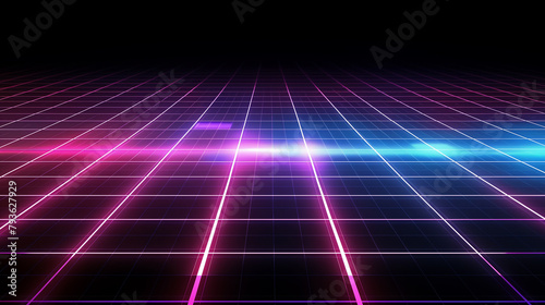 A neon lighted background with pink and blue lines. The background is filled with bright lights and the lines are in different colors. Scene is energetic and vibrant