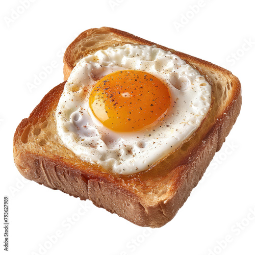 Piece of toast with egg isolated on transparent background photo