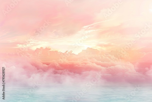 Dreamy pastel sunset with ethereal altostratus clouds on a transparent white surface, adding a touch of romance © Cloudyew