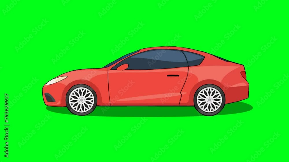 2d animated cartoon a red car is crossing road and street, honking its horn and turning on its lights. green screen chroma key. 4K resolution. 2d animated cartoon a red car is crossing road and street, honking its horn and turning on its lights. green screen chroma key. 4K resolution.